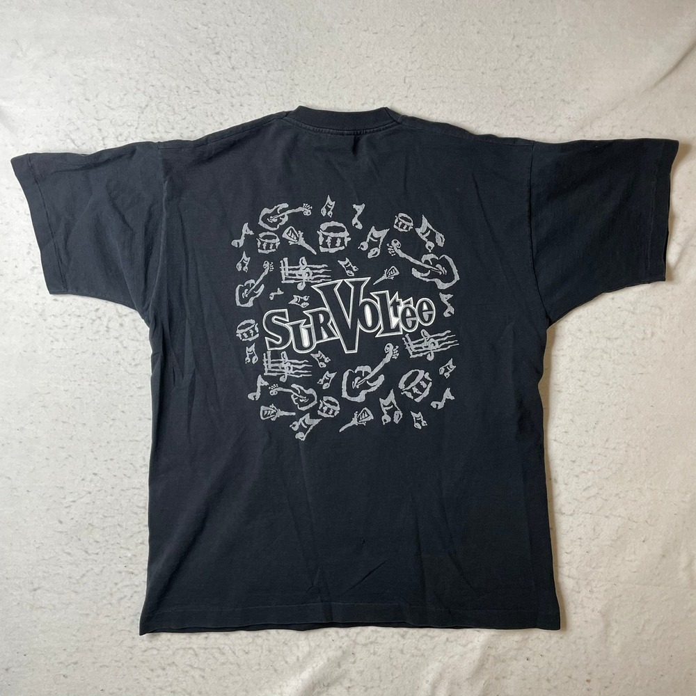 Fruit of the Loom T-Shirt Mens XL Black Veloutee Survoltee New Music Graphic Tee